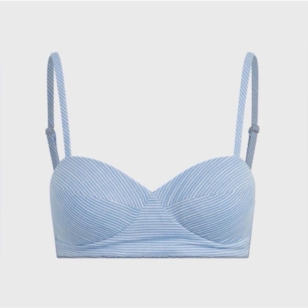 Favorite Daughter Sz Large Ex-Boyfriend Bra Top Blue White Stripes